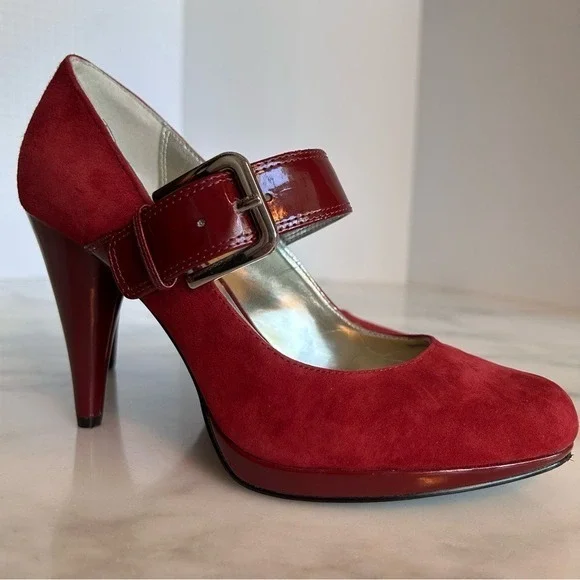 Style Co Womens Cherry Red Suede Mary Jane Patent Leather Shoes Size 7 M - Picture 11 of 16